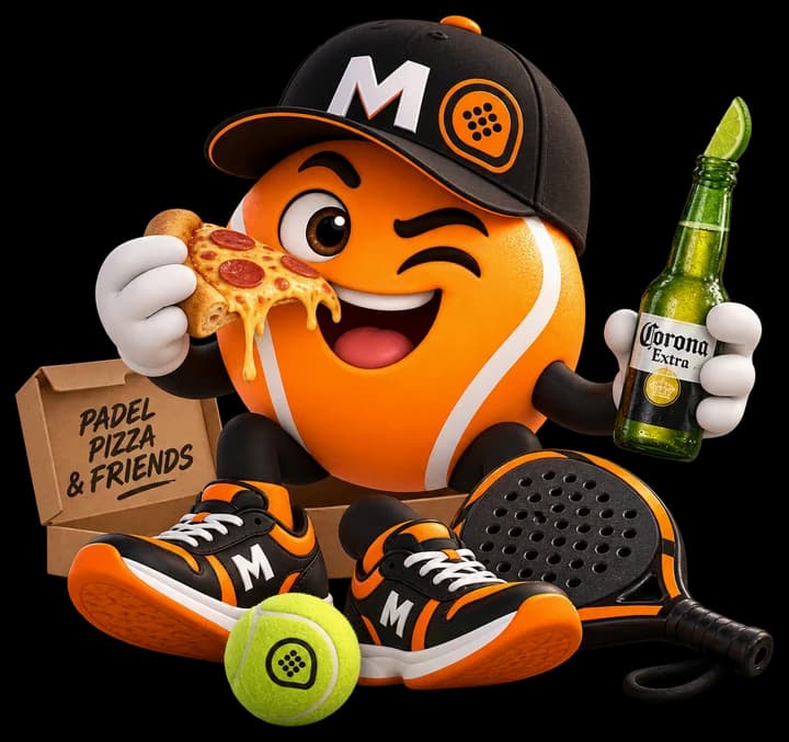 Muzzaguito con pizza y cerveza en la cantina