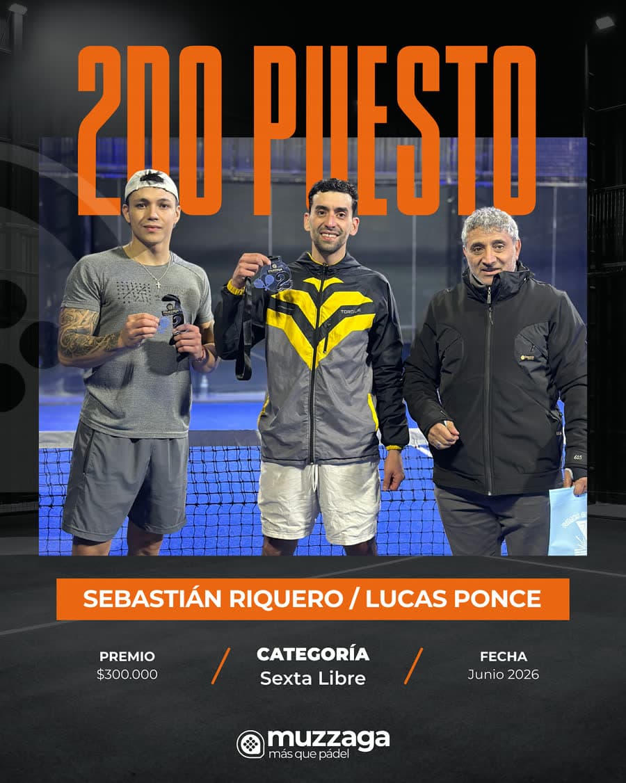 2do puesto categoría Sexta Libre, Sebastián Riquero y Lucas Ponce, Primer Torneo Junio 2026